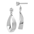 14k White Gold Polished Oval Dangle Jackets with 4mm CZ Stud Earrings, 28 x 11 mm