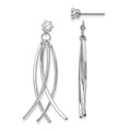 14k White Gold Curved Dangle Jackets with 4mm CZ Stud Earrings, 39 x 11 mm