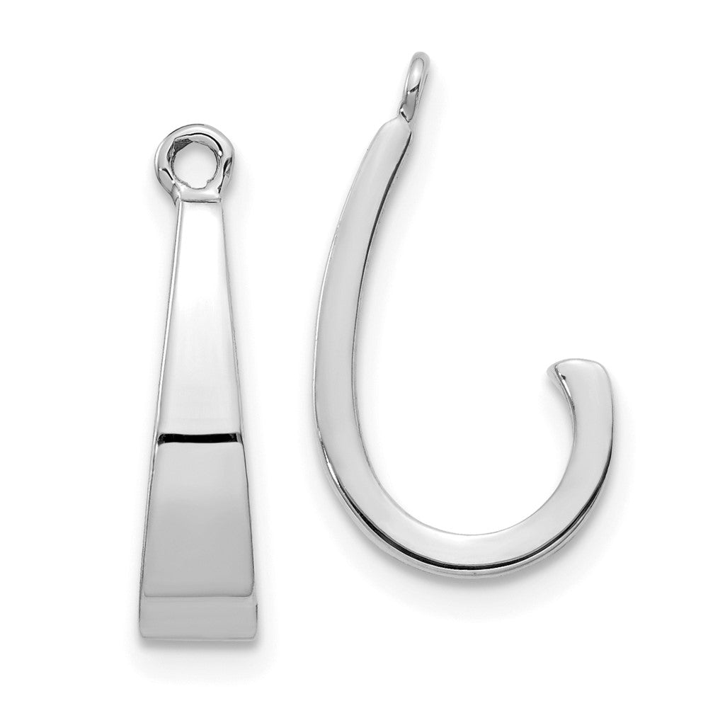 14k White Gold J-Hoop Earring Jackets, 19 x 4 mm