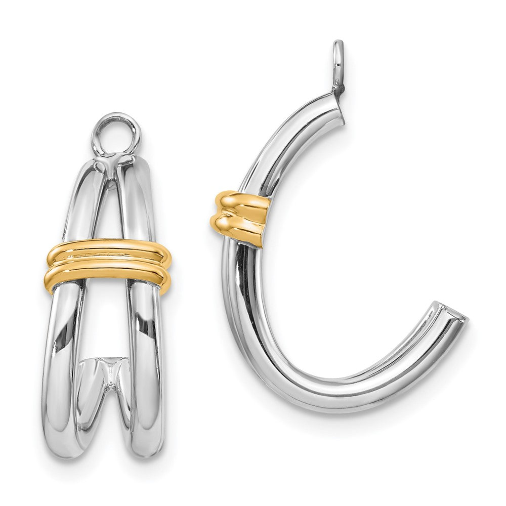 14k Two-tone J-Hoop Earring Jackets, 21 x 12 mm