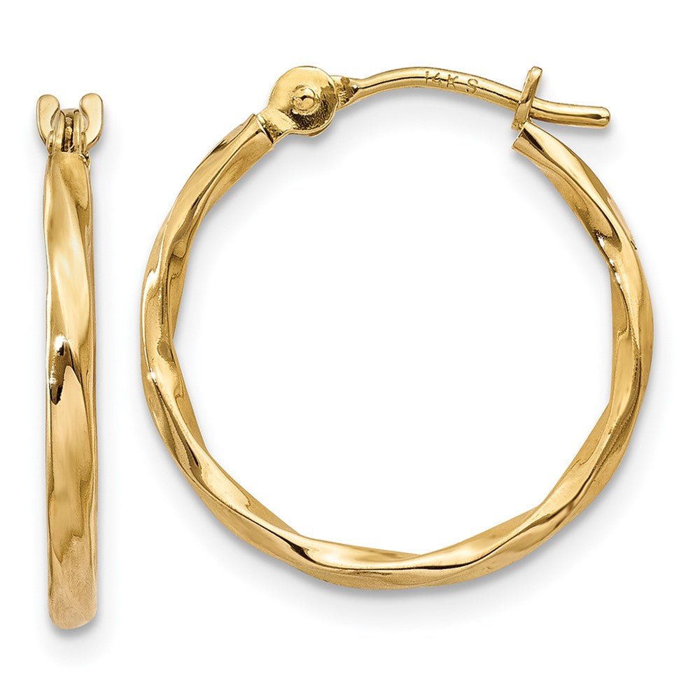 14k Twist Hoop Earrings, 14 x 1.5 mm