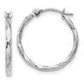 14k White Gold Twisted Hoop Earrings, 14 x 1.5 mm