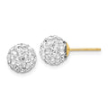 14K 8mm Clear Crystal Round Ball Post Earrings, 9 x 9 mm
