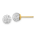 14K 6mm Clear Crystal Round Ball Post Earrings, 7 x 7 mm