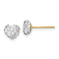 14K 6mm Clear Crystal Heart Post Stud Earrings, 5 x 6 mm