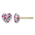 14k 6mm Multi-colored Crystal Heart Post Earrings, 6 x 6 mm