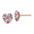 14K 8mm Multi-colored Crystal Heart Post Earrings, 8 x 8 mm