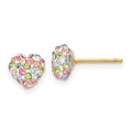 14k 6mm Pastel Multi-colored Crystal Heart Post Earrings, 6 x 6 mm