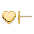 14k 10mm Polished Heart Post Earrings, 9 x 10 mm