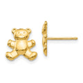 14k Teddy Bear Post Earrings, 11 x 10 mm