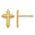 14K Polished Cross Post Earrings, 10 x 7 mm