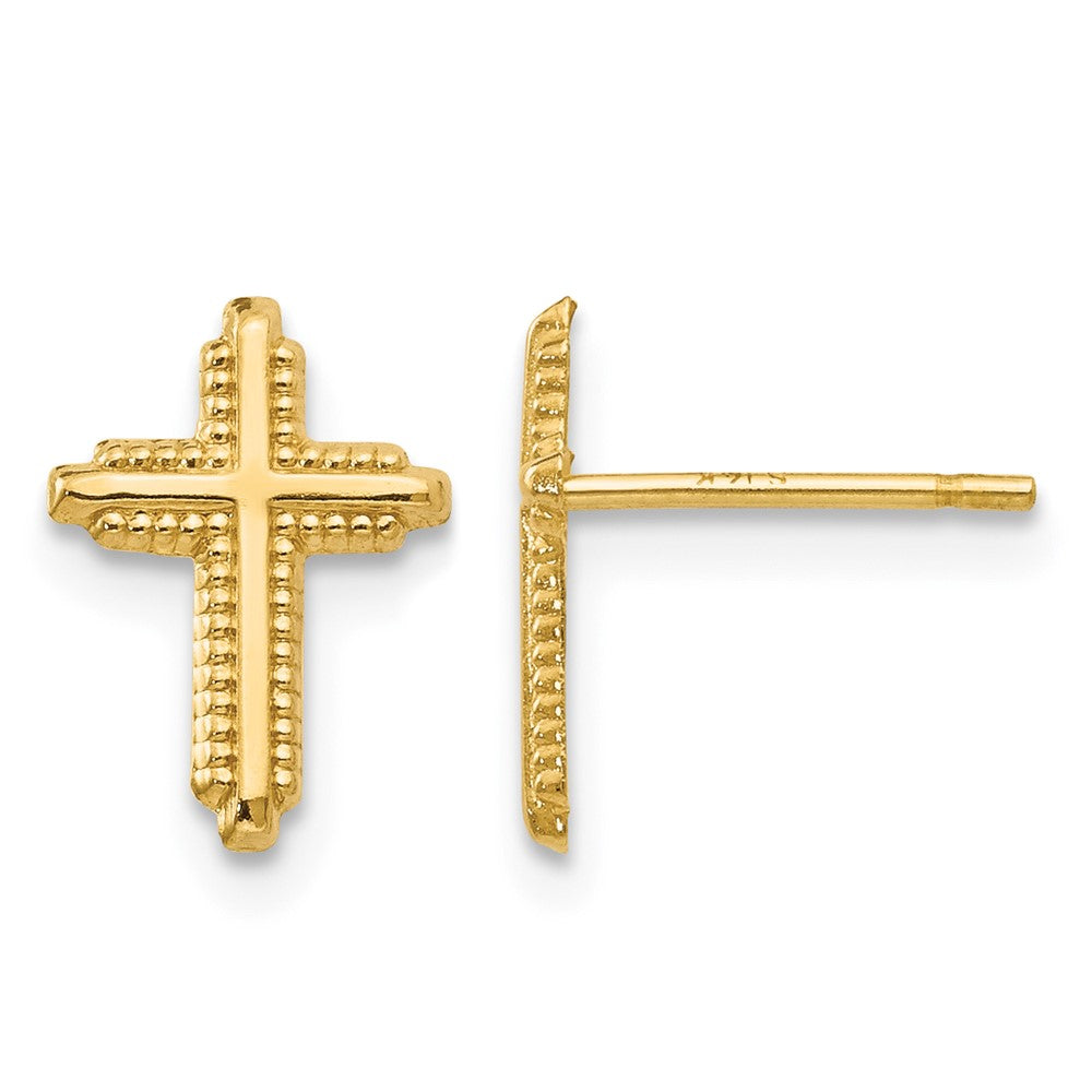 14K Polished Cross Post Earrings, 10 x 7 mm