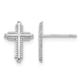14K White Gold Polished Cross Post Earrings, 10 x 7 mm