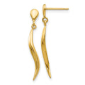 14k Polished Wavy Dangle Post Earrings, 26 x 2 mm