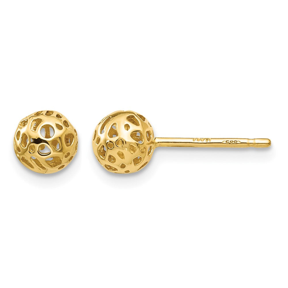 14K 5.5mm Fancy Pierced Ball Post Earrings, 5.5 x 5.5 mm