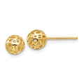 14K 6.5mm Fancy Pierced Ball Post Earrings, 6.5 x 6.5 mm
