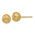 14K 7.5mm Fancy Pierced Ball Post Earrings, 7.5 x 7.5 mm