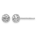 14K White Gold 5.5mm Fancy Pierced Ball Post Earrings, 5.5 x 5.5 mm