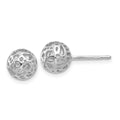 14K White Gold 7.5mm Fancy Pierced Ball Post Earrings, 7.5 x 7.5 mm