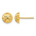 14k 8mm Polished Diamond-cut Half Ball Post Earrings, 8 x 8 mm