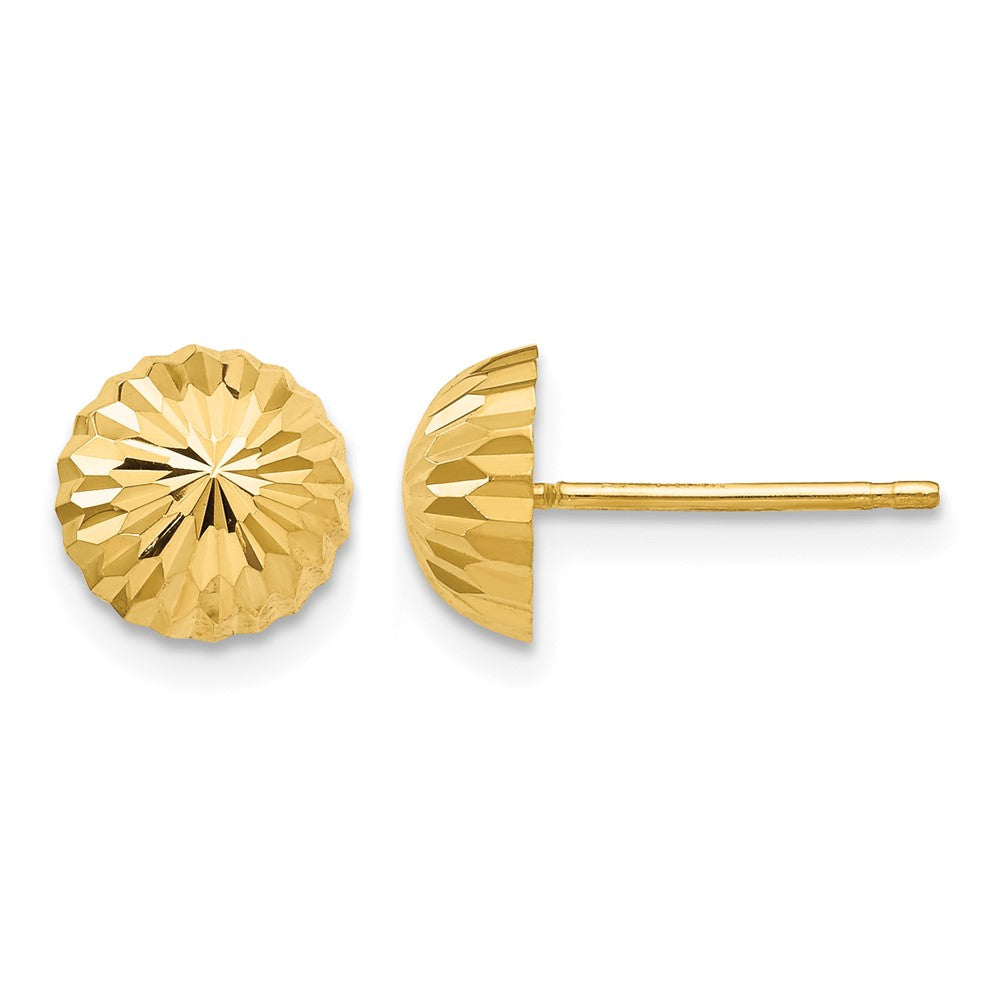 14k 8mm Polished Diamond-cut Half Ball Post Earrings, 8 x 8 mm