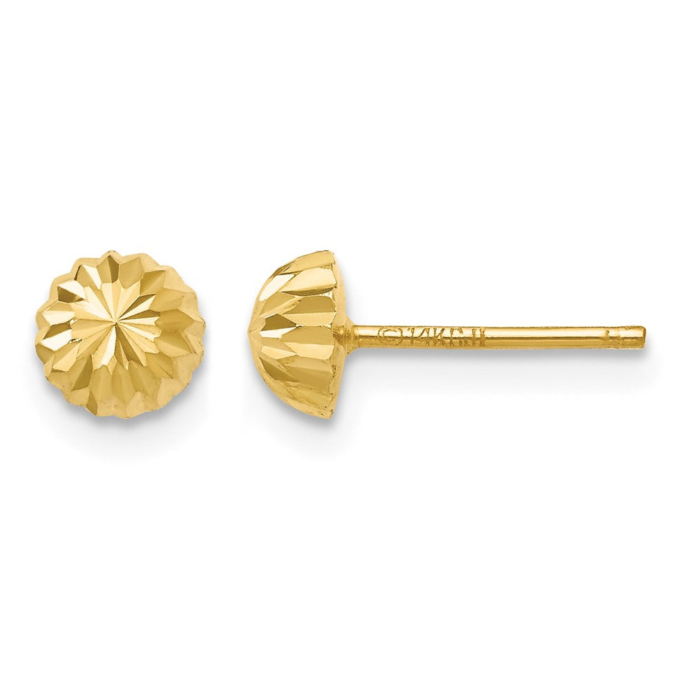 14k 5mm Polished Diamond-cut Half Ball Post Earrings, 5 x 5 mm