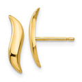 14k Polished 3x13mm Fancy Wave Post Earrings, 13 x 3 mm