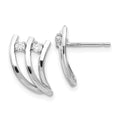 14k White Polished Fancy CZ Post Earrings, 14 x 10 mm