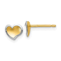 14k Two-tone Polished and Satin Heart Post Earrings, 3 x 3 mm
