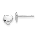 14k White Gold Polished Heart Post Earrings, 3 x 3 mm