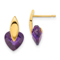 14ky Polished Purple CZ Heart Post Earrings, 15.15 x 8.05 mm