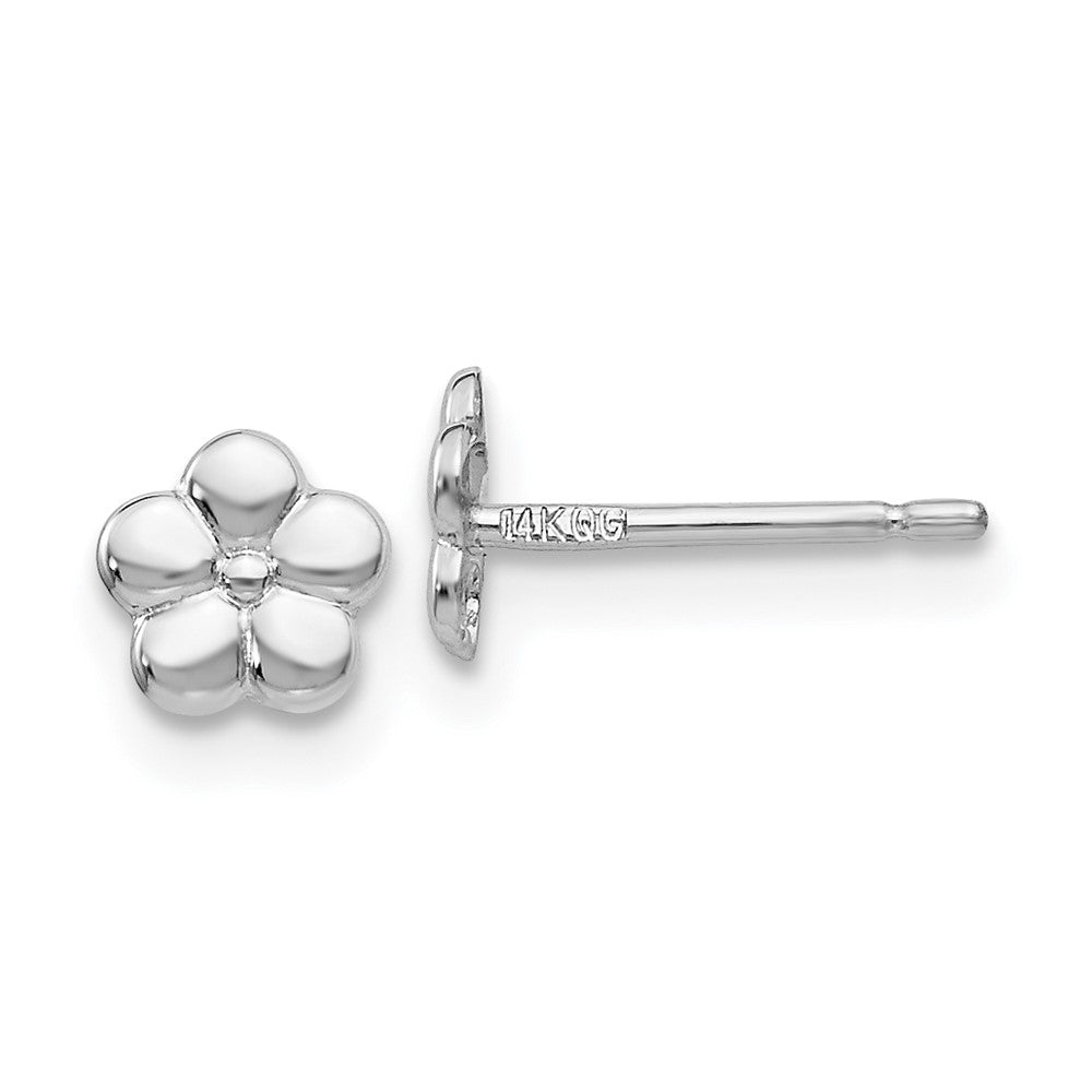 14k White Gold Polished Flower Post Earrings, 4 x 4 mm