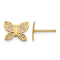 14k Polished Filigree Butterfly Post Earrings, 7.45 x 9.25 mm