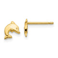 14k Polished Mini Dolphin Post Earrings, 7 x 6 mm