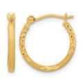 14k Satin and Polished Diamond Cut Design Hoops, 15.15 x 14.7 mm