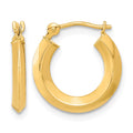 14k 2x15mm Polished Knife-Edge Tube Hoop Earrings, 15 x 2 mm