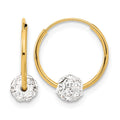 14k Polished Crystal and Resin Bead Endless Hoops, 15.3 x 13.7 mm