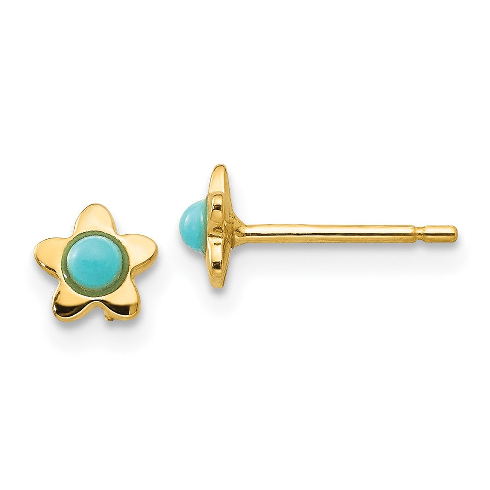 14k Polished Turquoise Star Post Earrings, 5 x 5 mm