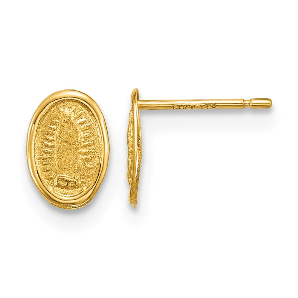 14k Polished Small Our Lady of Guadalupe Post Earrings, 9 x 7 mm