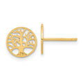14k Polished Tree of Life in Circle Post Earrings, 10 x 10 mm