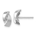 14k White Gold Polished and Satin 7x6mm Fancy Overlap Post Earrings, 7 x 6 mm