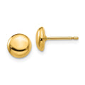 14k 7mm Polished Puffed Round Button Post Earrings, 7 x 7 mm