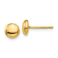14k 6mm Polished Puffed Round Button Post Earrings, 6 x 6 mm