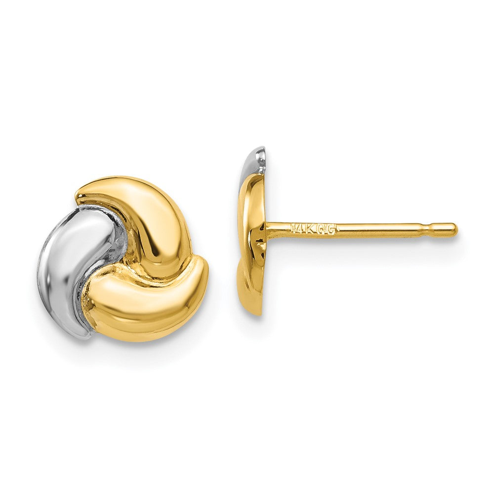 14k and White Rhodium Polished Fancy Trinity Knot Post Earrings, 9 x 9 mm