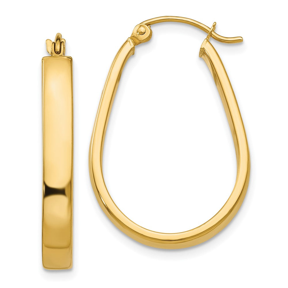 14k 3.5x27mm Polished Oval Tube Hoop Earrings, 24.6 x 17.1 mm