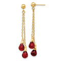 14k 7x5mm Teardrop Garnet Chain Dangle Post Earrings, 0.001 ct, 48 x 5 mm