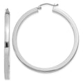 14k White Gold 3x45mm Polished Square Tube Hoop Earrings, 45 x 3 mm