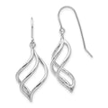 14K White Gold Swirl Dangle French Hook Earrings, 39 x 13 mm