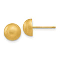 14k 8.00mm Hollow Satin Half Ball Post Earrings, 8 x 8 mm