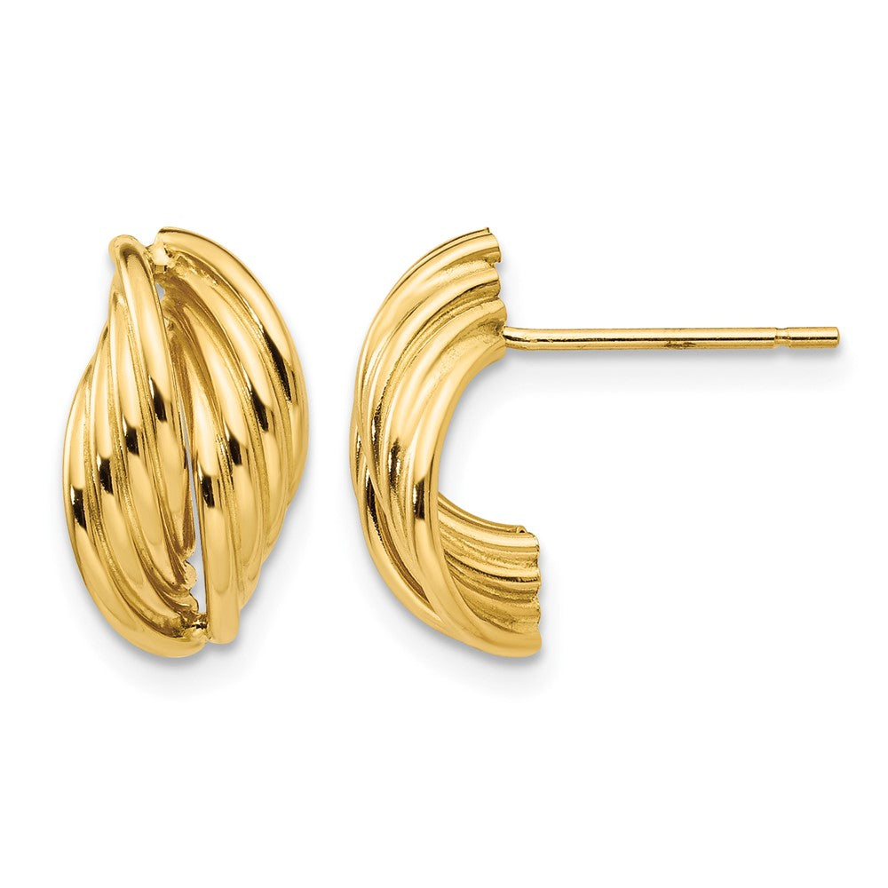 14k Polished Fancy Post Earrings, 14 x 8 mm
